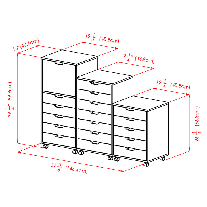 Halifax 3-Pc Multi-Drawer Storage Cabinet Set, White