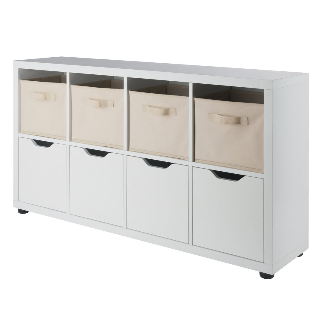 Julia 2x4 Storage 5-Pc Cabinet Set, Beige & White