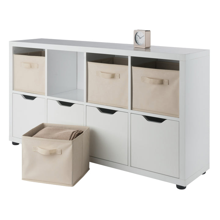 Julia 2x4 Storage 5-Pc Cabinet Set, Beige & White