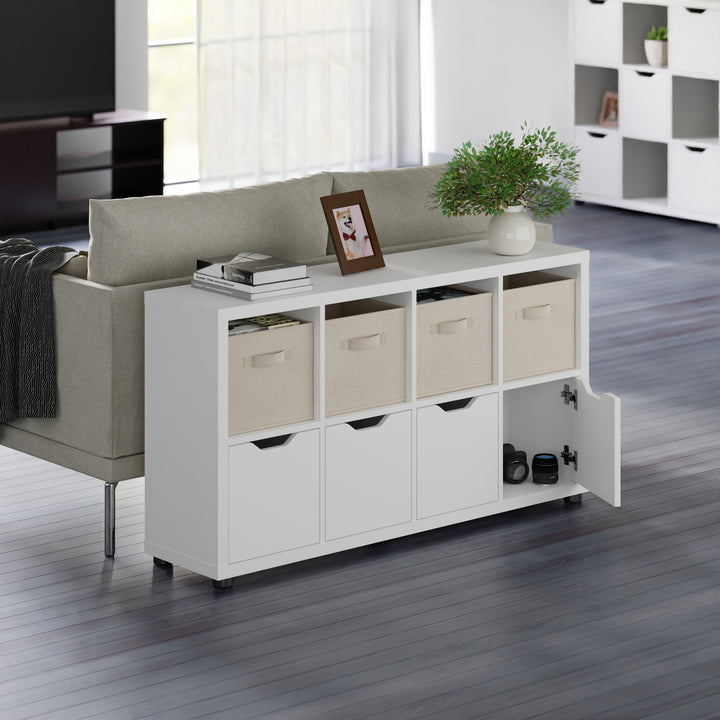 Julia 2x4 Storage 5-Pc Cabinet Set, Beige & White