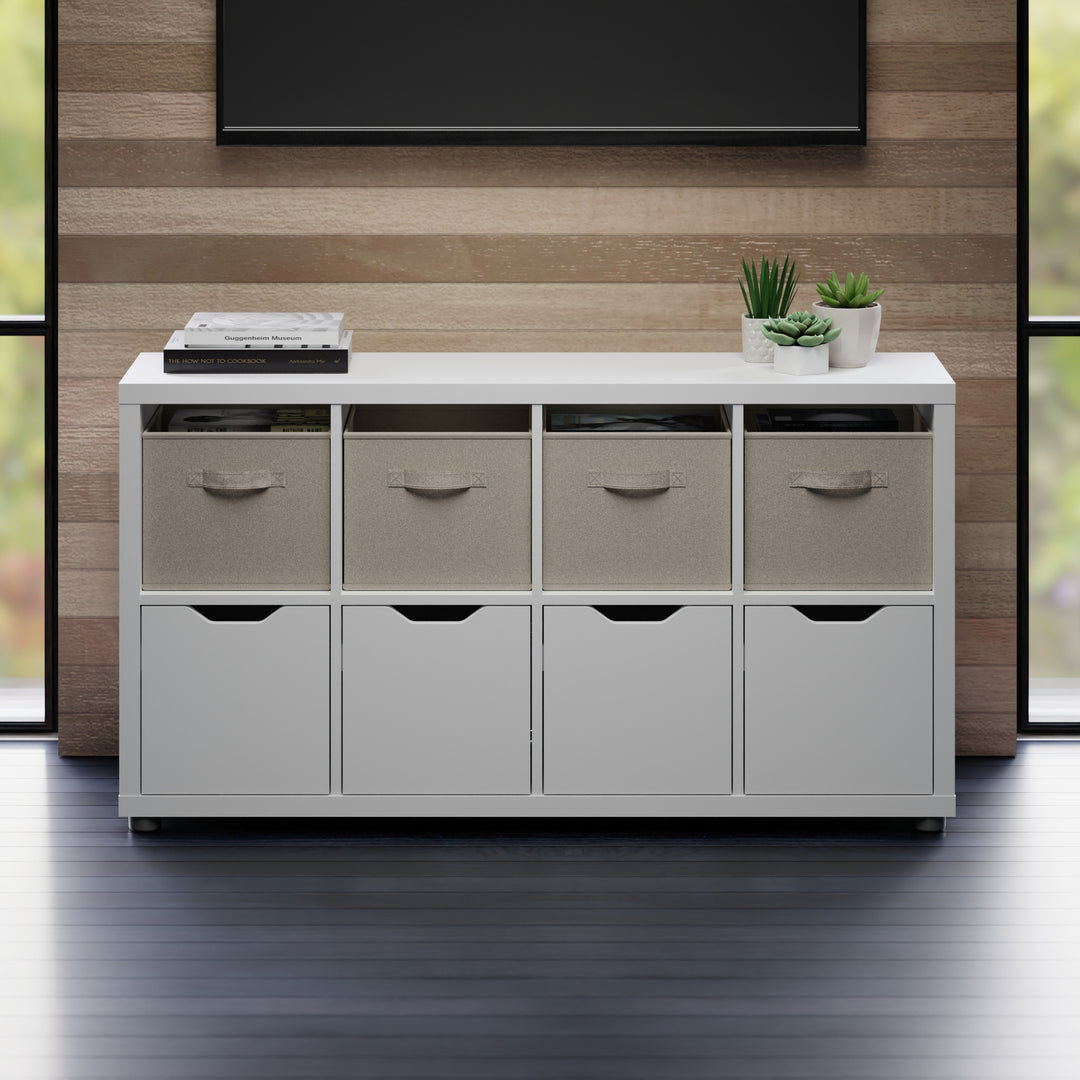 Julia 2x4 Storage 5-Pc Cabinet Set, Beige & White