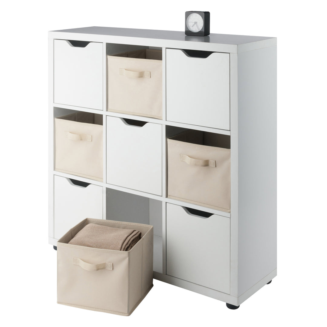 Julia 3x3 Storage 5-Pc Cabinet Set, Beige & White