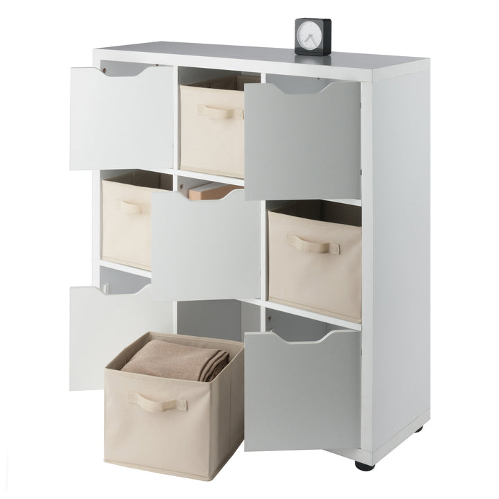 Julia 3x3 Storage 5-Pc Cabinet Set, Beige & White