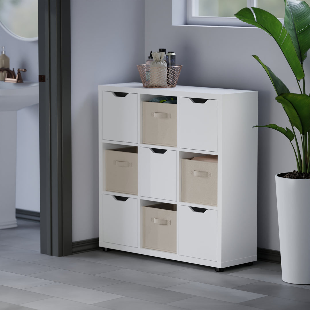 Julia 3x3 Storage 5-Pc Cabinet Set, Beige & White