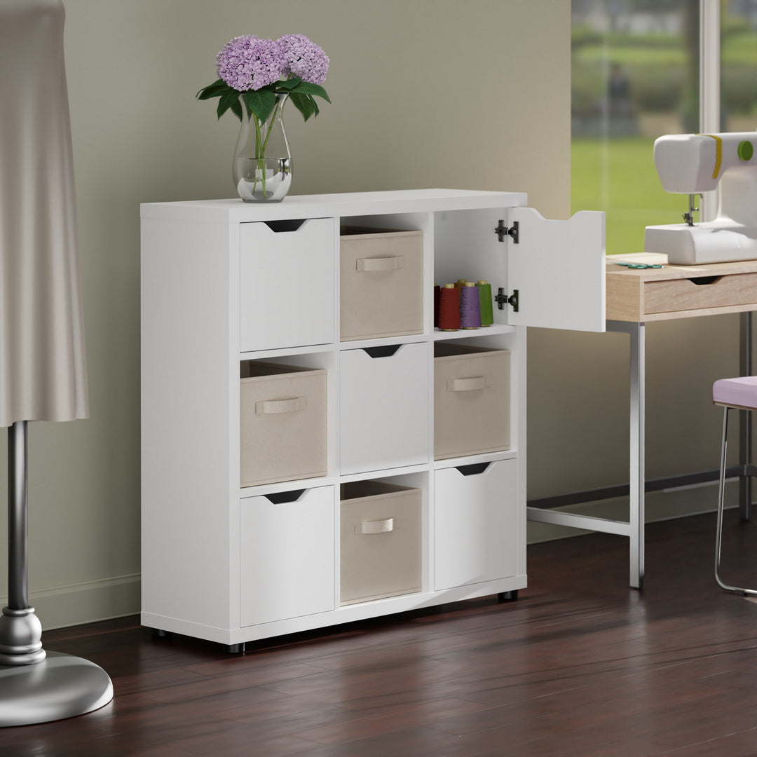 Julia 3x3 Storage 5-Pc Cabinet Set, Beige & White