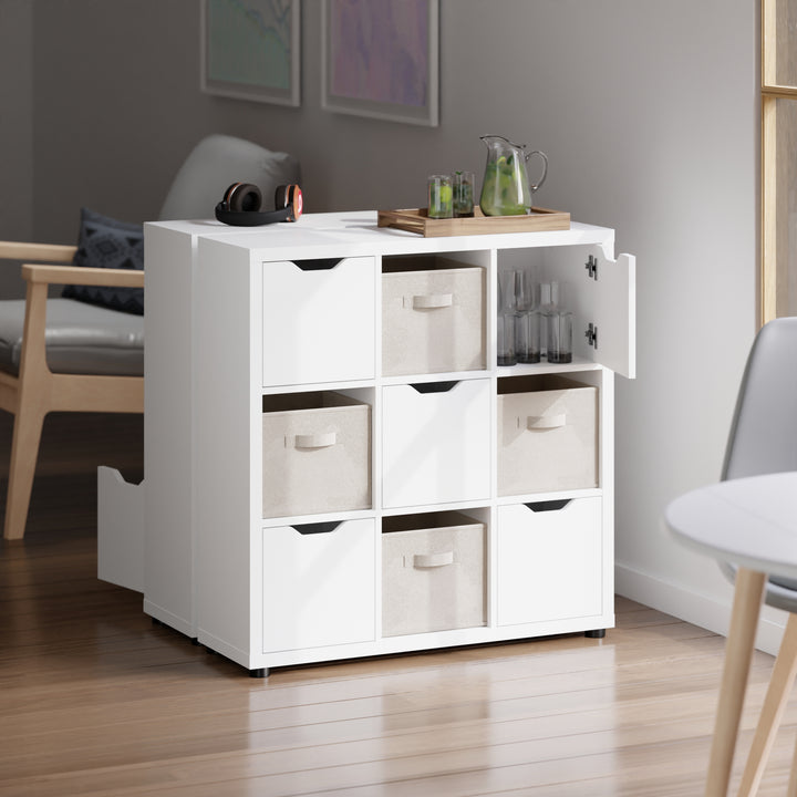 Julia 3x3 Storage 5-Pc Cabinet Set, Beige & White