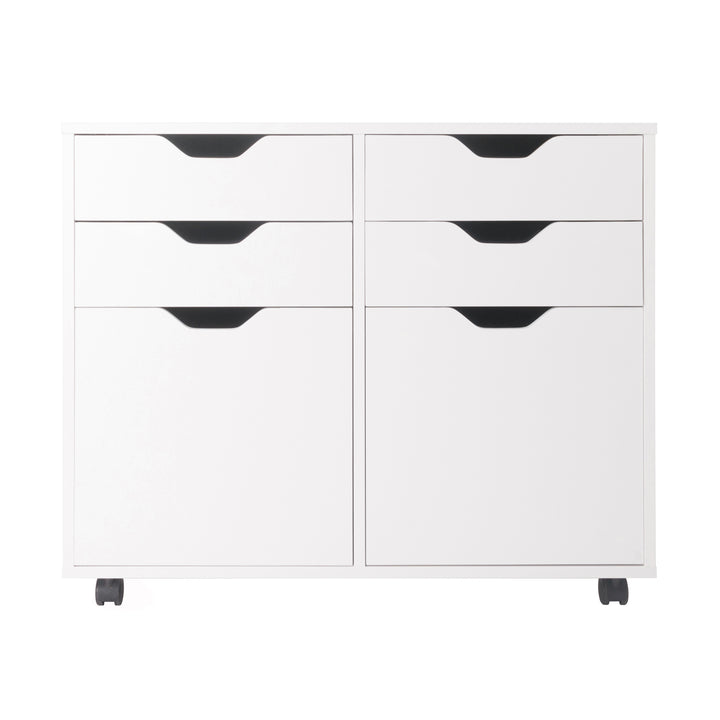 Halifax Wide 2-Door Storage Cabinet, 4-Drawer, White
