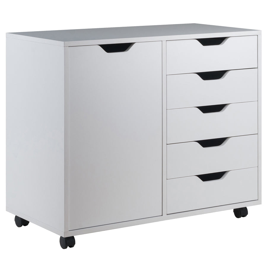 Halifax Wide Storage Cabinet, 5-Drawer, White 