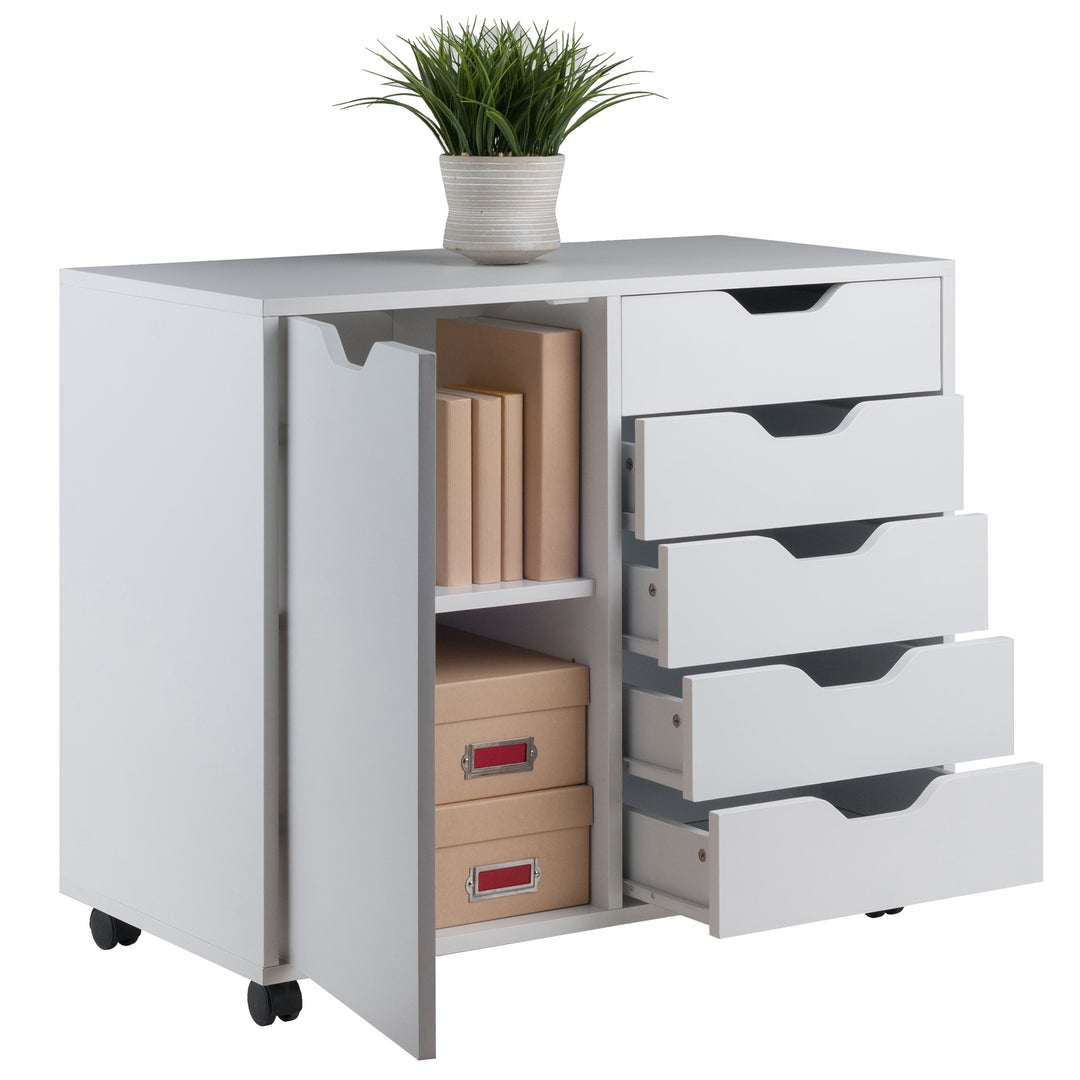 Halifax Wide Storage Cabinet, 5-Drawer, White