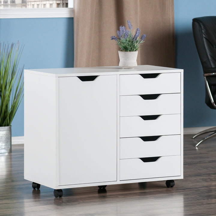 Halifax Wide Storage Cabinet, 5-Drawer, White