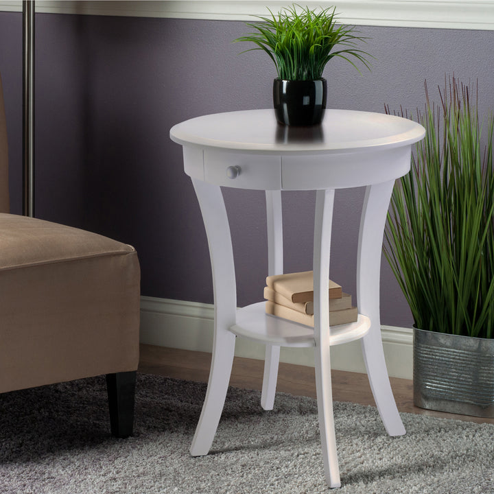 Sasha Round Accent Table, White