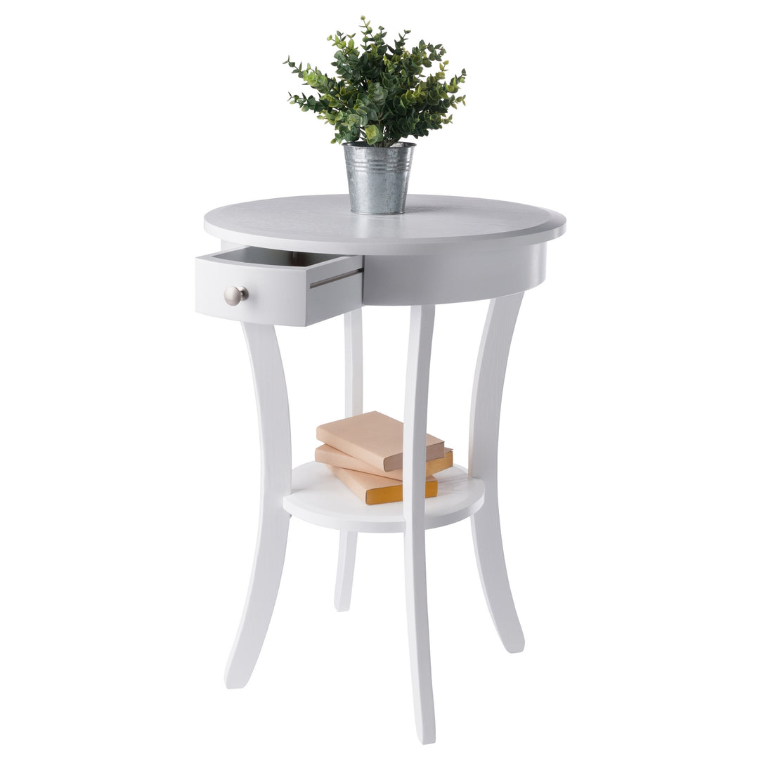 Sasha Round Accent Table, White