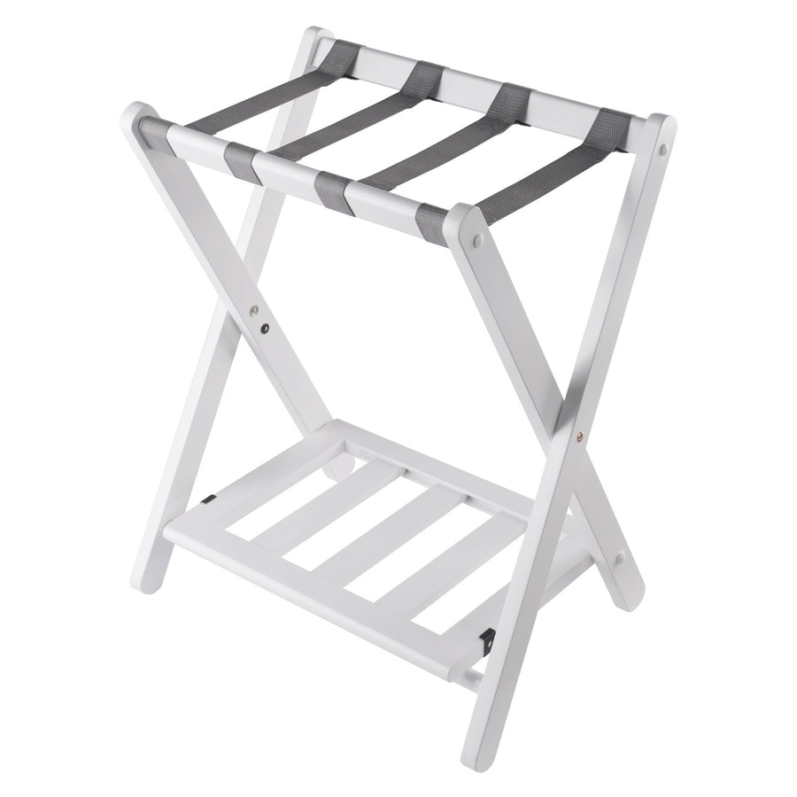 Raya Luggage Rack with Shelf, White