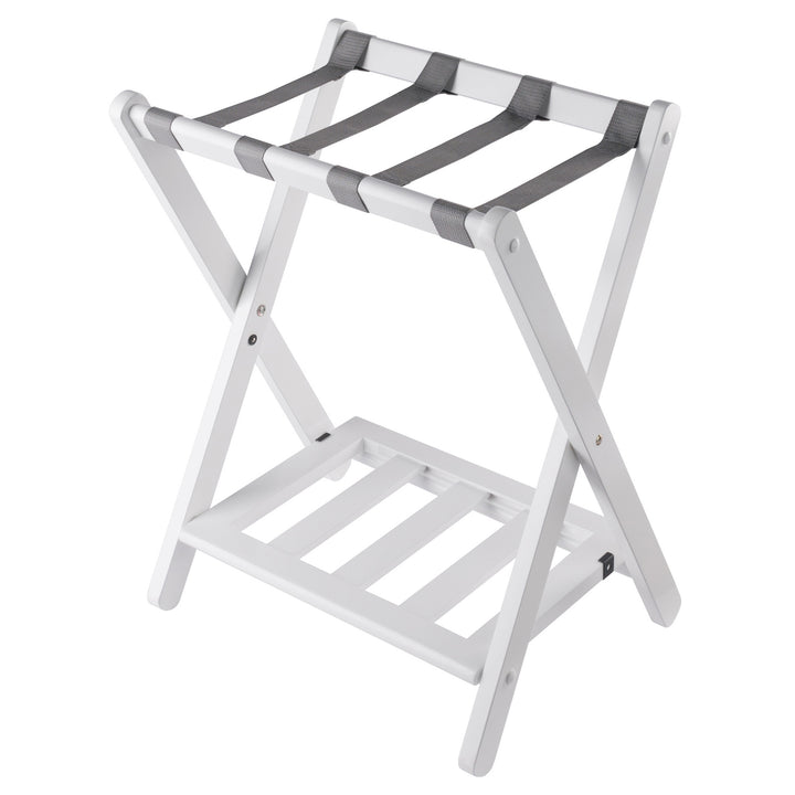 Raya Luggage Rack with Shelf, White