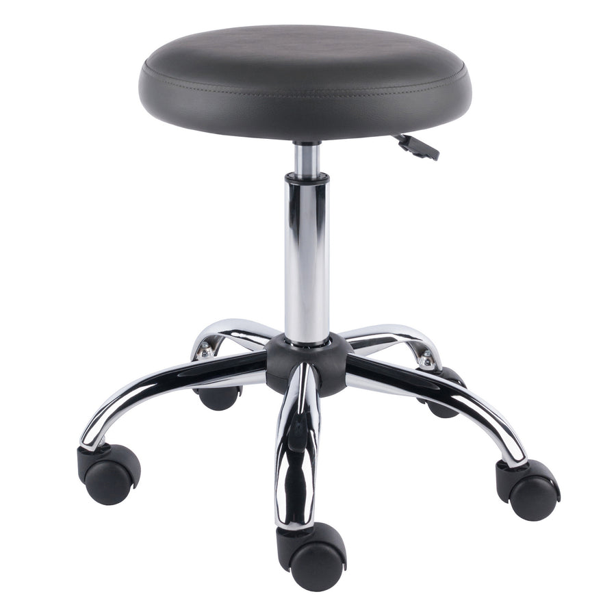 Clyde Adjustable Cushion Seat Swivel Stool, Charcoal and Chrome 