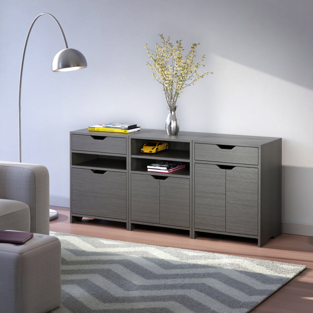 Nova 3-Pc Storage Cabinet Set, Charcoal