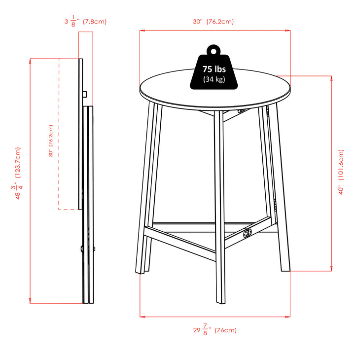 Torrence Foldable High Table, Oyster Gray