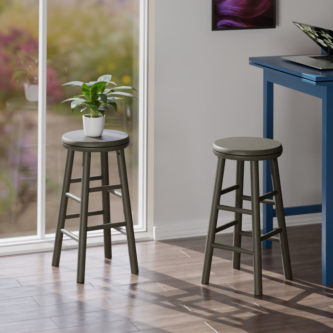 Shelby 2-Pc Swivel Seat Counter Stool Set, Oyster Gray