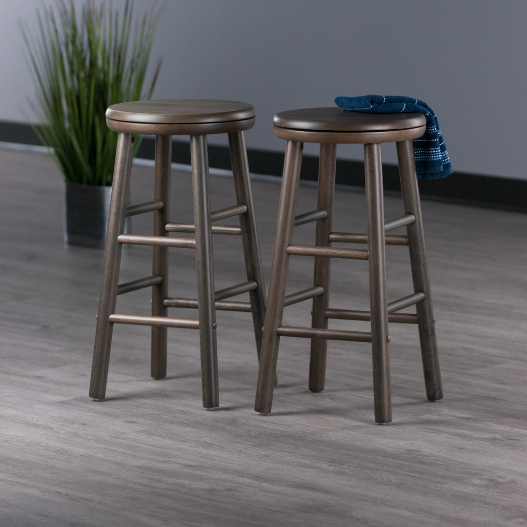 Shelby 2-Pc Swivel Seat Counter Stool Set, Oyster Gray