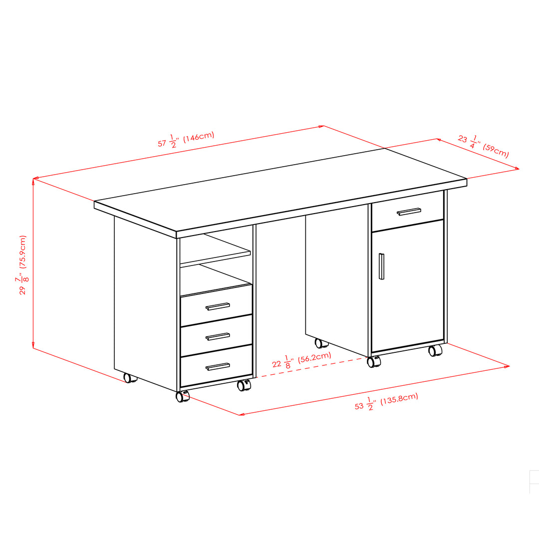 Kenner 3-Pc Modular Desk Set, Reclaimed Wood and White