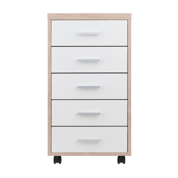 Kenner 5-Drawer Cabinet, Reclaimed Wood and White