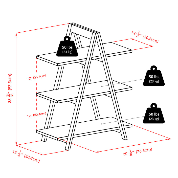 Aaron 3-Tier A-Frame Shelf, Black