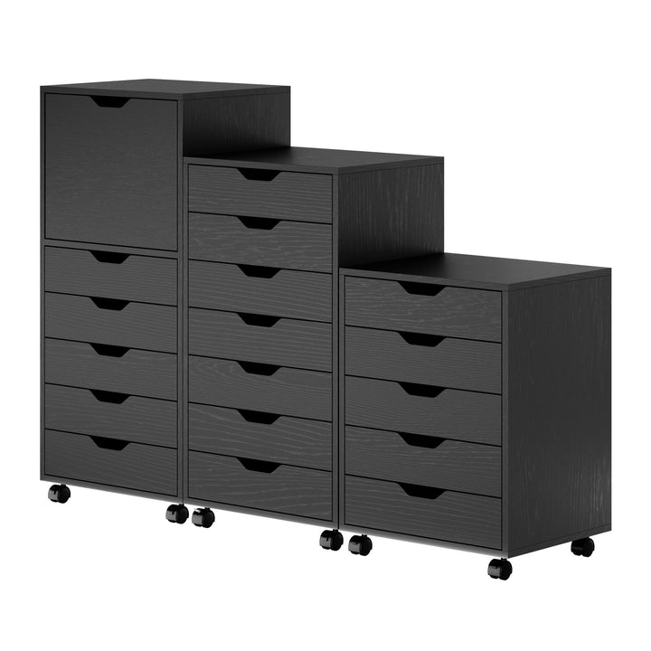 Halifax 3-Pc Multi-Drawer Storage Cabinet Set, Black