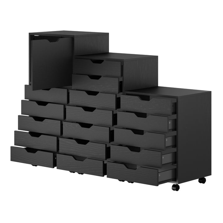 Halifax 3-Pc Multi-Drawer Storage Cabinet Set, Black