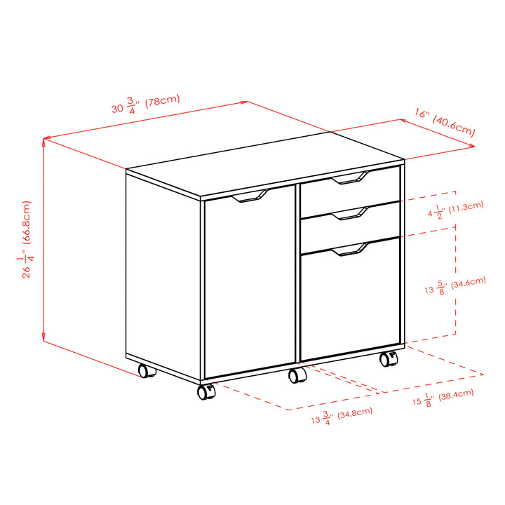 Halifax Wide Storage Cabinet, 2-Drawer, Filing Cabinet, Black