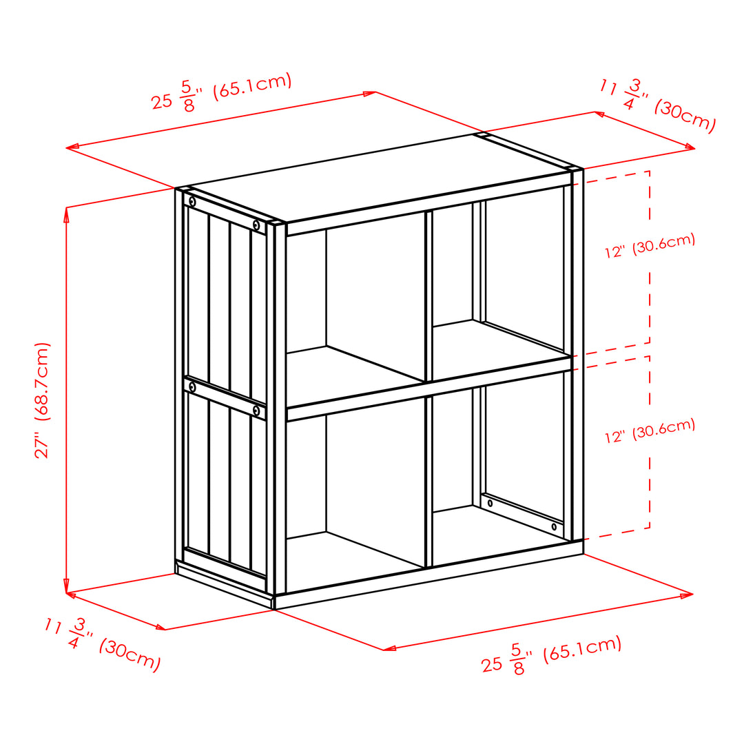 Timothy 5-Pc 2x2 Storage Shelf with 4 Foldable Fabric Baskets, Black and Chocolate