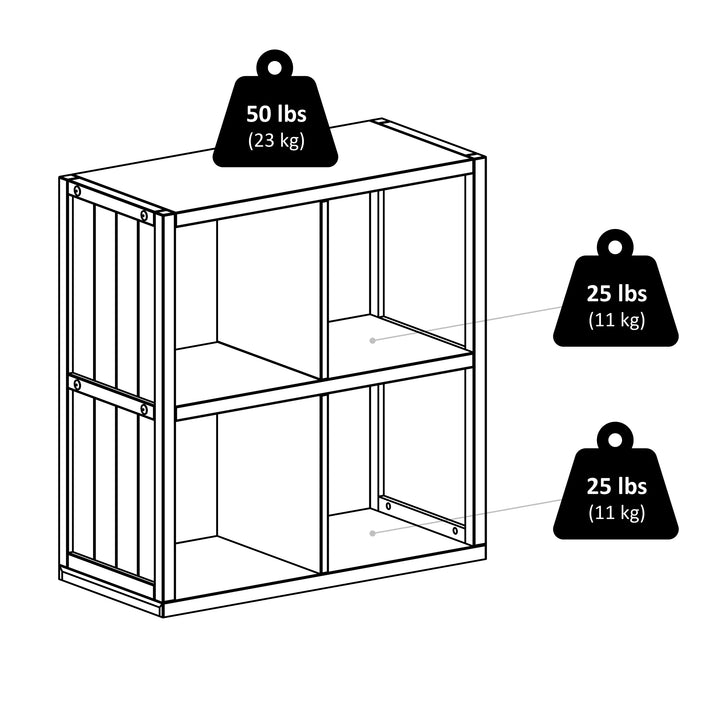 Timothy 5-Pc 2x2 Storage Shelf with 4 Foldable Fabric Baskets, Black and Chocolate