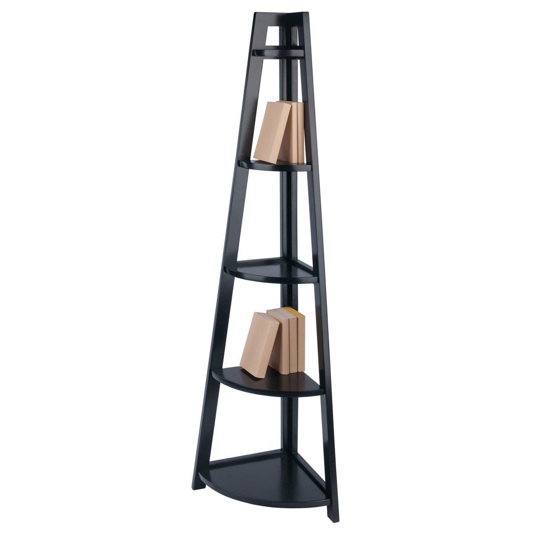 Adam 5-Tier A-Frame Corner Shelf, Black