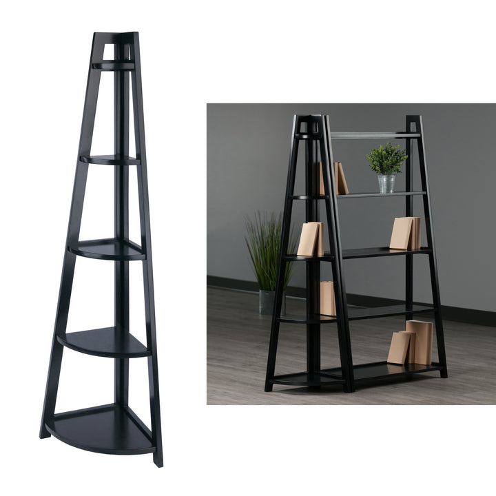 Adam 5-Tier A-Frame Corner Shelf, Black