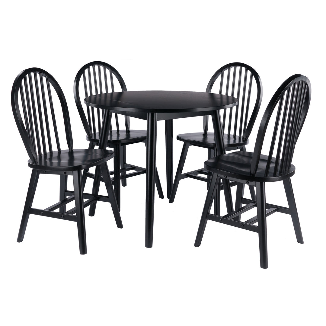 Moreno 5-Pc Set, Drop Leaf Table with Windsor Chairs, Black