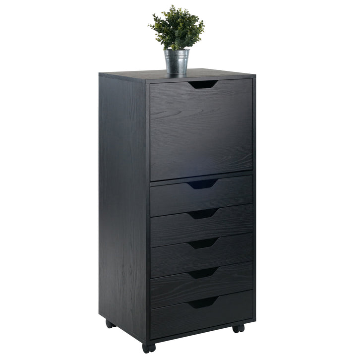 Halifax Tall Storage Cabinet, 5-Drawer, Black