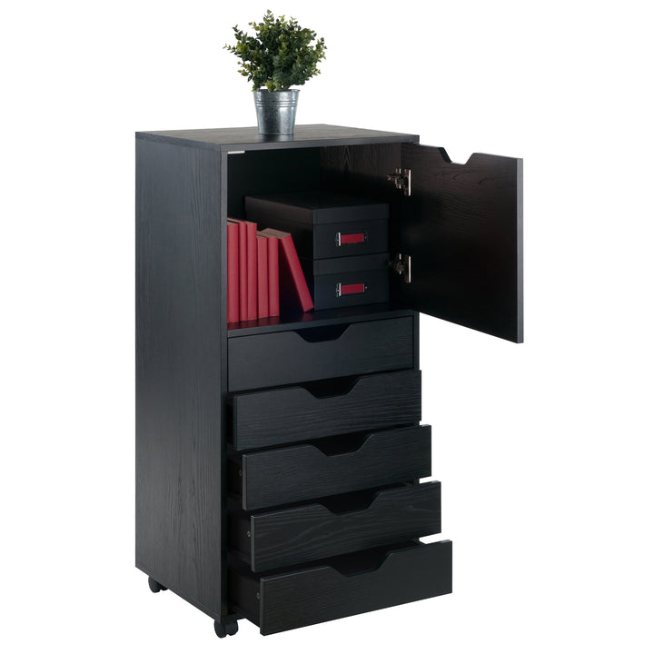 Halifax Tall Storage Cabinet, 5-Drawer, Black