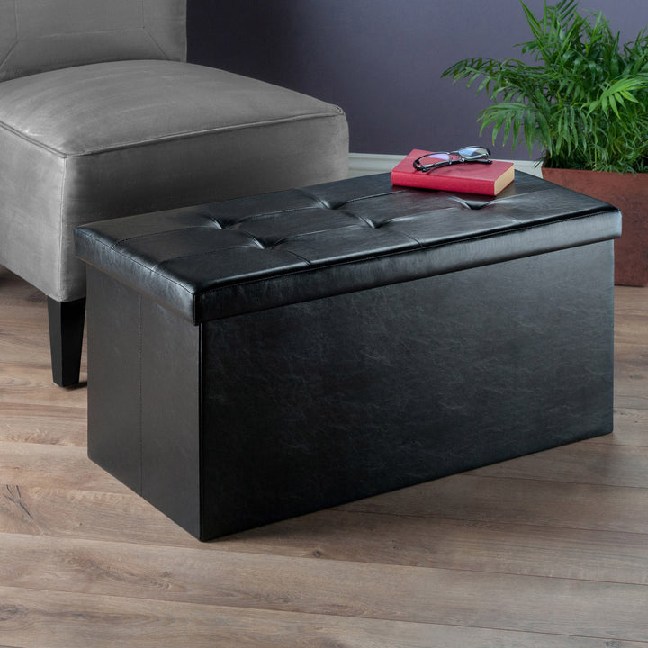 Ashford Rectangular Storage Ottoman, Black