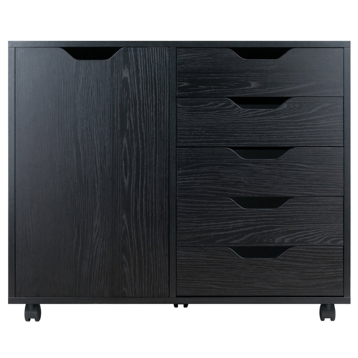 Halifax Wide Storage Cabinet, 5-Drawer, Black