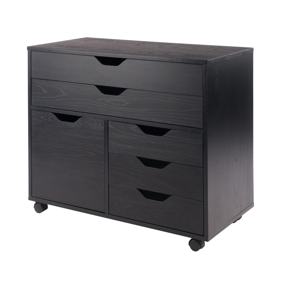 Halifax Wide Storage Cabinet, 3-Small & 2-Wide Drawers, Black