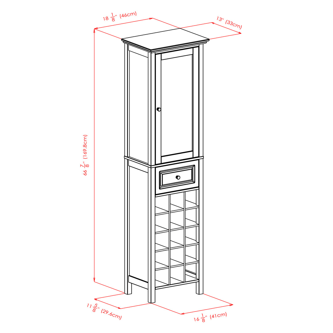 Burgundy Wine Display Tower, Black