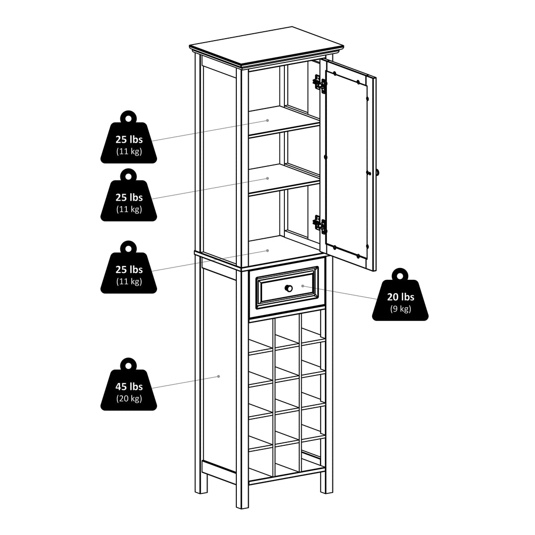 Burgundy Wine Display Tower, Black