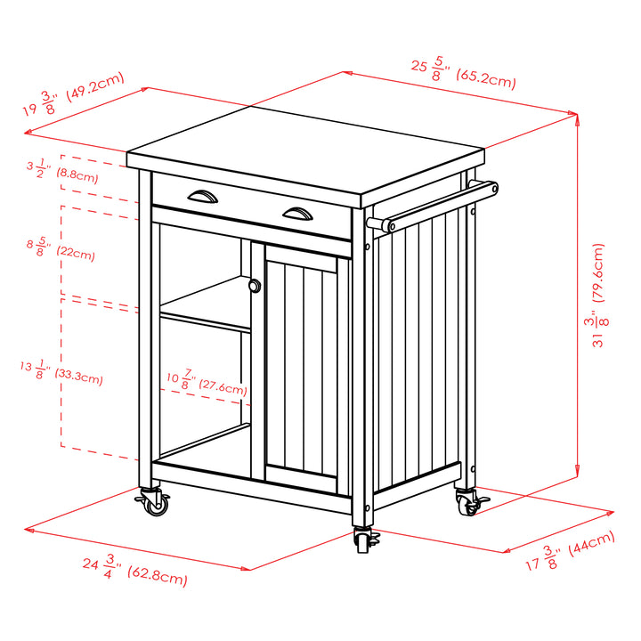 Timber Kitchen Cart, Black