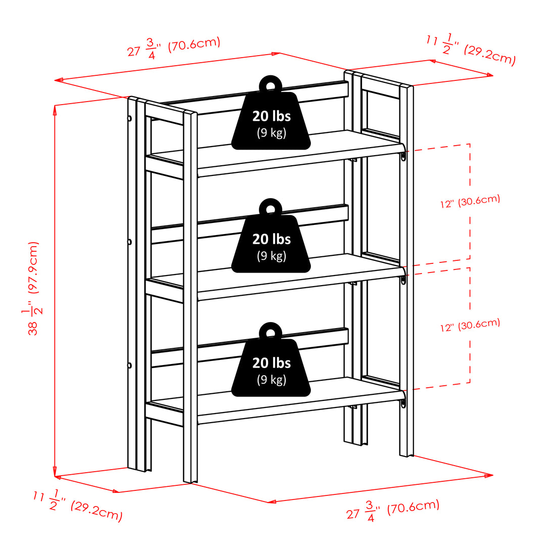 Terry 3-Tier Foldable Shelf, Stackable, Black