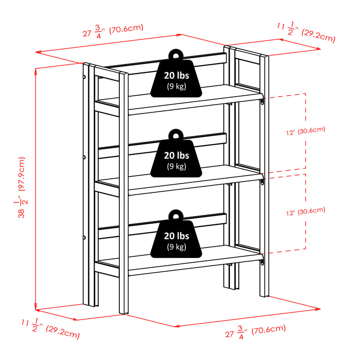 Terry 3-Tier Foldable Shelf, Stackable, Black