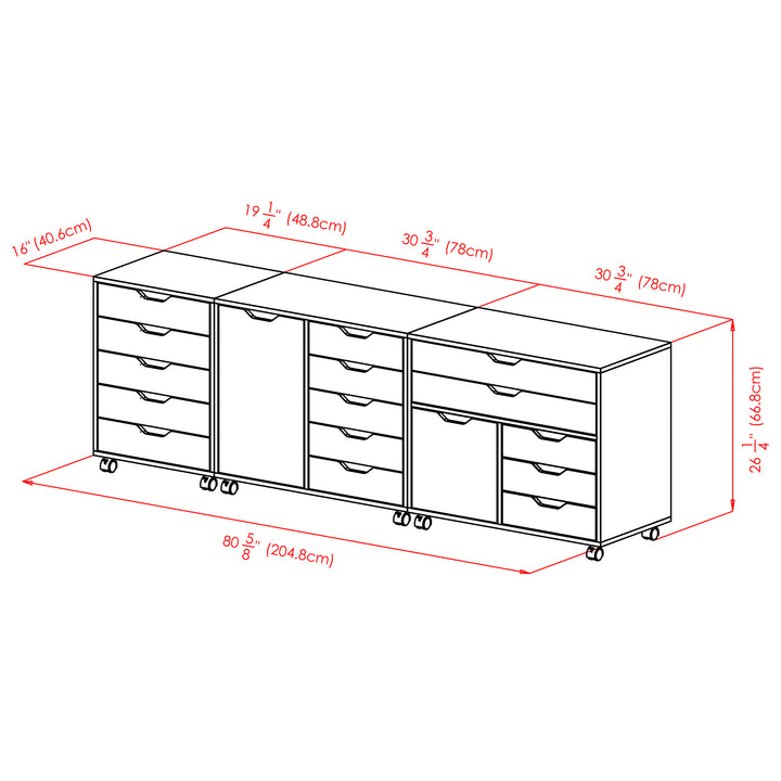 Halifax 3-Pc Storage Cabinet Set, Black