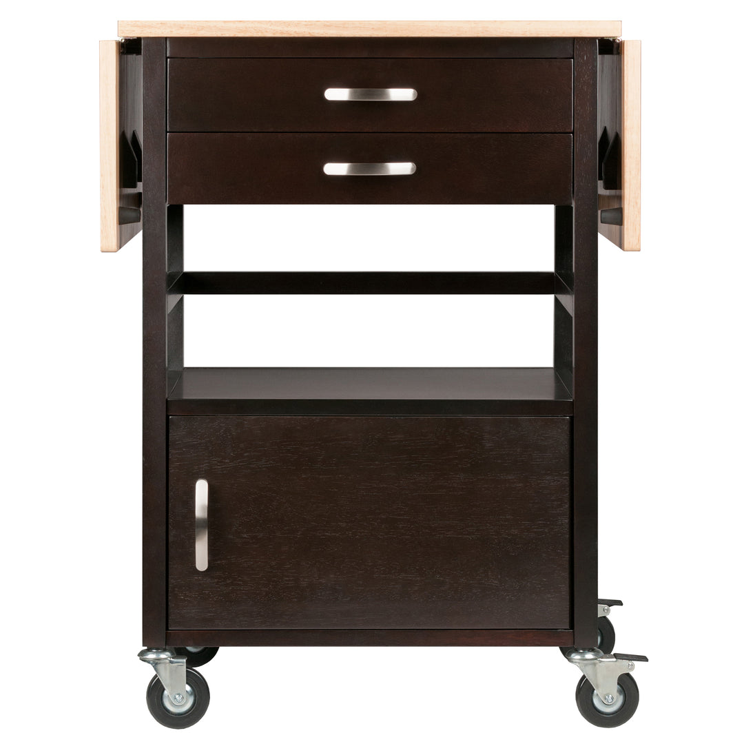 Bellini Drop Leaf Kitchen Cart, Coffee and Natural