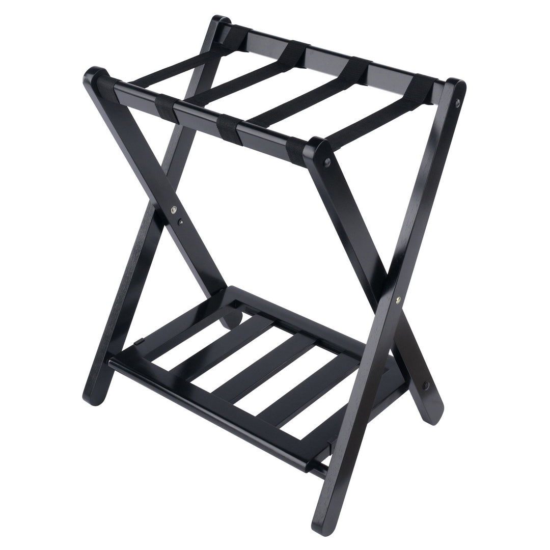 Raya Luggage Rack with Shelf, Black