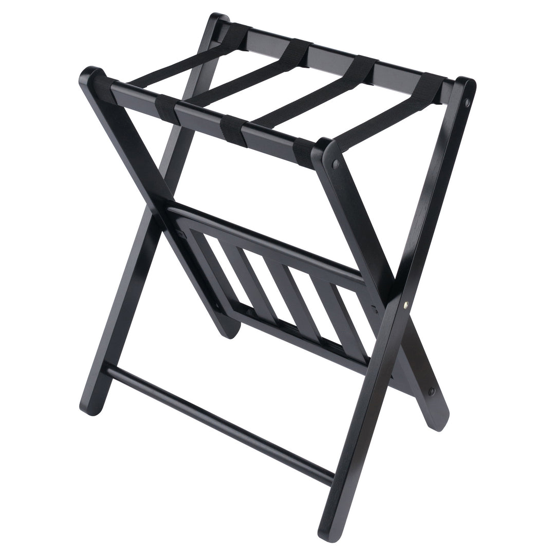 Raya Luggage Rack with Shelf, Black