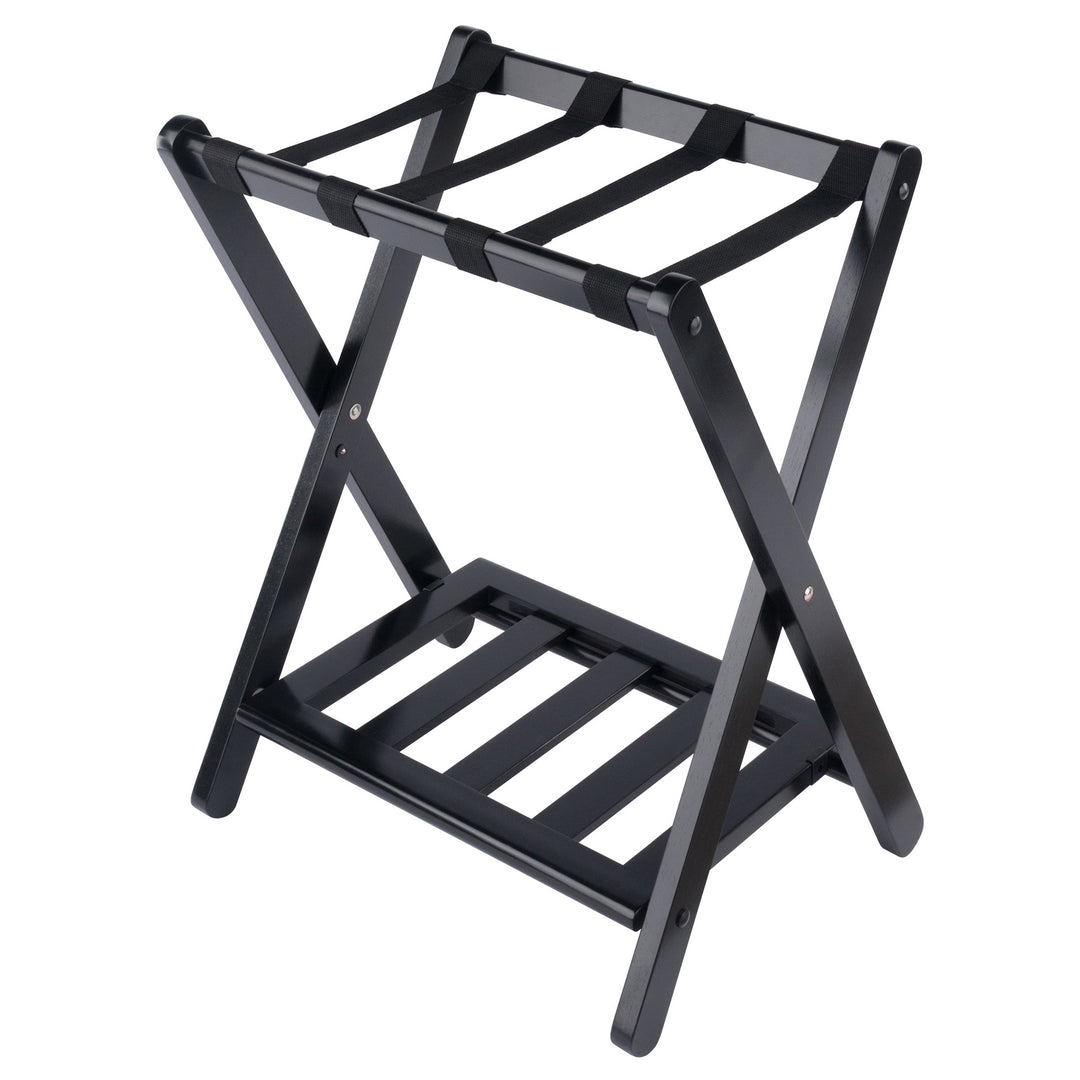 Raya Luggage Rack with Shelf, Black