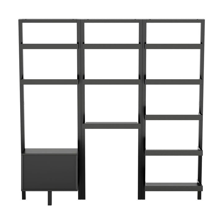 Bellamy 3-Pc Leaning Desk & Shelf Set, Black